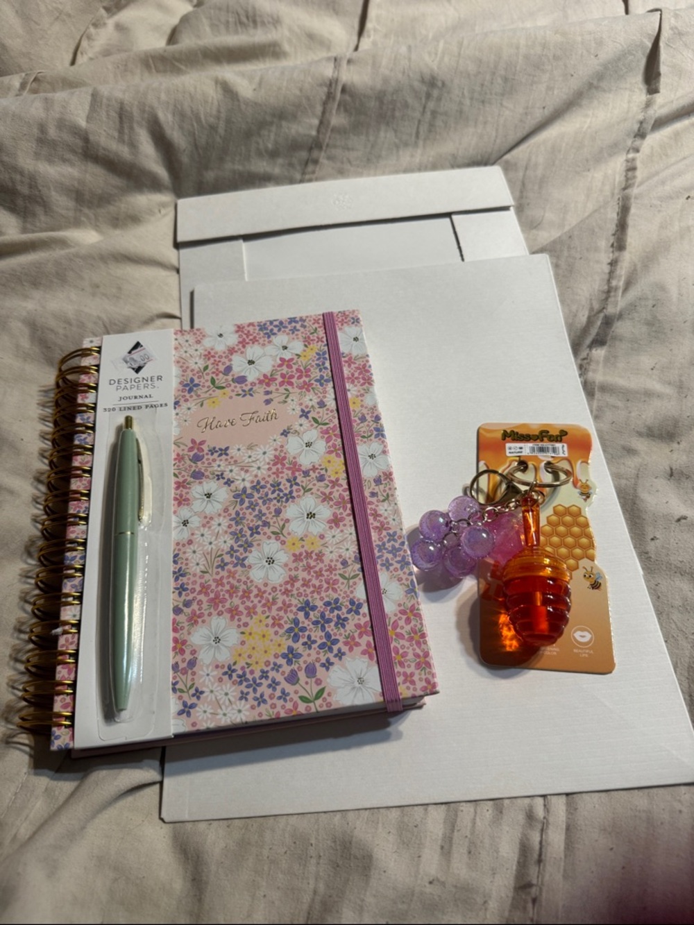 Floral 'Share Truth' Spiral Journal with Mint Pen with gift box and Key Chain